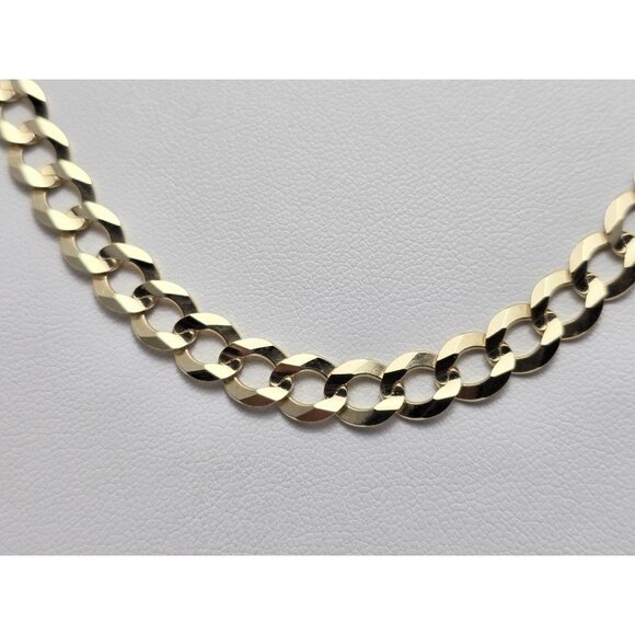 Unique 10K Karat Solid Yellow Gold Flat Curb Link Chain Necklace - 22.50" Length - Picture 12 of 15